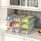 Can Organizer for Pantry Soda Can Organizer Automatic Rolling Food Pantry Storage Rack Can Dispenser for Fridge Holds 72 Cans, Fits 5.8-Inch Soda and Can, Set of 18