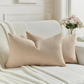 FUTEI Dusky Pink Chenille Decorative Throw Pillow Covers 12x20 Inch Set of 2,Soft Cozy Faux Linen Textured Lumbar Pillow Cases,Farmhouse Home Decor for Couch Living Room