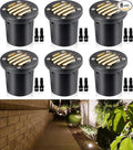 SUNVIE 12W Low Voltage Landscape Lighting Anti-Glare LED Well Lights(Grated Top) 12V-24V Waterproof Outdoor In-Ground Lights 3000K Landscape Lighting for Garden Yard Pathway 6 Pack with Connectors