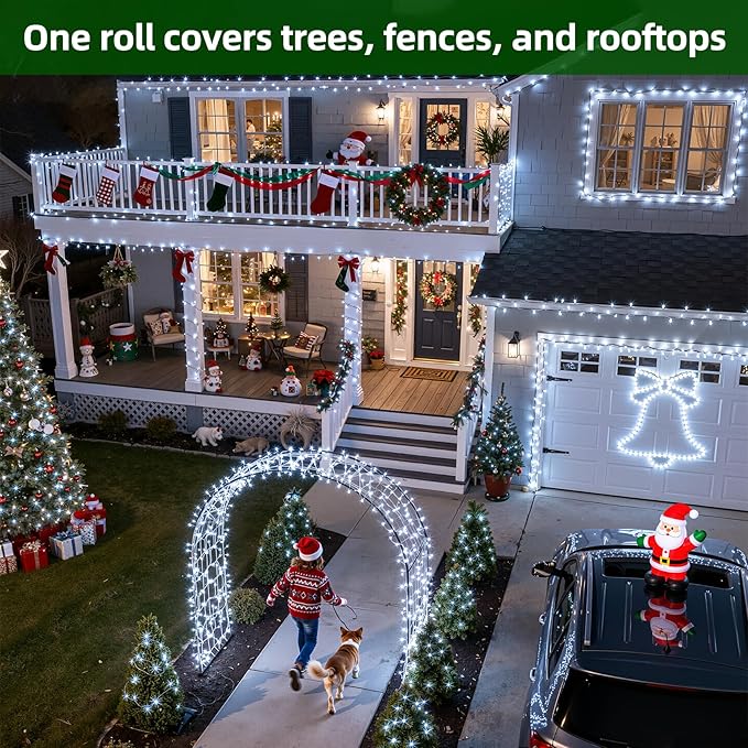 1500 LED Chrstmas Lights, 470ft Outdoor Christmas String Lights with 12 Modes, Cool White LED String Lights with Timer Dimmable Waterproof for Tree Xmas Fence Garden Wedding Party Holiday Decorations