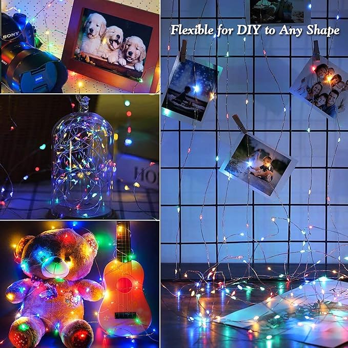 Joomer Battery String Lights, 2PACK Total 32FT 100 LED Battery Operated String Light, Twinkle Fairy Lights with Timer for Home, Garden, Store, Party, Holiday, Indoor Decor (Multicolor)