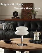 Mushroom Lamp for Bedroom,Mid Century Modern Lamp for Nightstand, Dimmable Retro Egg Tart Bedside Small Lamps,Unique Home Mushroom Decor Aesthetic Cute Table Lamps for Living Room(White)