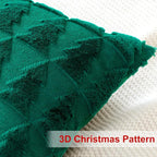 OTOSTAR Set of 2 Xmas Soft Plush Short Wool Velvet Decorative Throw Pillow Covers Square Luxury Style Cushion Case Pillow Shell for Sofa Bedroom Christmas Tree Green, 28x28 Inch