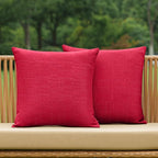 NiNi ALL Pack of 2 Decorative Outdoor Waterproof Pillow Covers Square Garden Linen Textured Cushion Sham Throw Pillowcase Set of 2 for Patio Farmhouse Garden Tent Couch 20x20 Inch Red