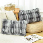 MADIZZ Pack of 2 Thick Plush Wool Throw Pillow Covers 12x20 Inch Dark Grey Soft Neutral Decorative Throw Pillows Accent Boho Cushion Covers for Couch Sofa Bedroom Pillow Shell