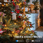 65.6Ft 200LED Battery Operated Christmas String Lights, 12 Lighting Modes Warm White & Multicolor Fairy Lights with Remode Timer, Green Wire Twinkle Light for Wreath Indoor Outdoor Party Wedding