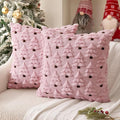 MIULEE Christmas Tree Decorative Pillow Covers Faux Fur Wool Throw Pillows Soft Plush Cushion Covers Set of 2 Xmas Home Decor Winter Holiday for Sofa Couch Livingroom Bed 18x18 Inch Pink