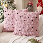MIULEE Christmas Tree Decorative Pillow Covers Faux Fur Wool Throw Pillows Soft Plush Cushion Covers Set of 2 Xmas Home Decor Winter Holiday for Sofa Couch Livingroom Bed 18x18 Inch Pink