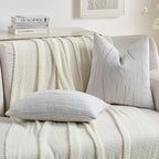 FUTEI Grey Chenille Decorative Throw Pillow Covers 12x20 Inch Set of 2,Soft Embossed Striped Textured Lumbar Pillow Cases,Modern Home Decor for Couch Bed Living Room