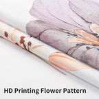 QiyI Flower Shower Curtain with Snap in Liner, Brown Watercolor Floral Cloth for Bathroom, No Hook Shower Curtains with Mesh Top Window, Fabric Waterproof Bathroom Set, 72 x 75 Inch