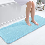 OLANLY Bathroom Rugs 47x17, Extra Soft Absorbent Chenille Bath Rugs, Rubber Backing Quick Dry, Machine Washable Bath Mats for Bathroom Floor, Tub and Shower, Home Decor Accessories, Sky Blue