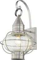 Livex 26904-91 Transitional One Light Outdoor Wall Lantern from Newburyport Collection in Pwt, Nckl, B/S, Slvr. Finish, Brushed Nickel