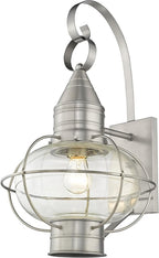 Livex 26904-91 Transitional One Light Outdoor Wall Lantern from Newburyport Collection in Pwt, Nckl, B/S, Slvr. Finish, Brushed Nickel
