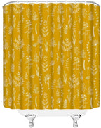 Yellow Herbs Shower Curtain Boho Floral Retro Botanical Vintage Farmhouse Cute Leaves Plant Flowers Bathroom Curtain Set with Hooks(70" Wx78 H)