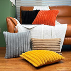 16x16 Throw Pillow Covers Set of 2, Decorative Faux Fur Covers for Bed, Couch Soft Fluffy Pillow Cover with Velvet Back for Living Room, Neutral Home Décor Accent for Sofa - Yolk Yellow
