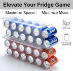 Prsildan Large Soda Can Organizer with Lid, Rolling Soda Dispenser for Refrigerator, Clear Acrylic Drink Dispenser for Fridge Organizer Bins - Stackable Pantry Storage - Holds 12 Cans Each - 2 Pack