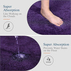 Walensee Contour Rug (20x24, Dark Purple) Non Slip Bath Mat for Bathroom - Water Absorbent Soft Microfiber Shaggy Mat Machine Washable U Shape Toilet Rug