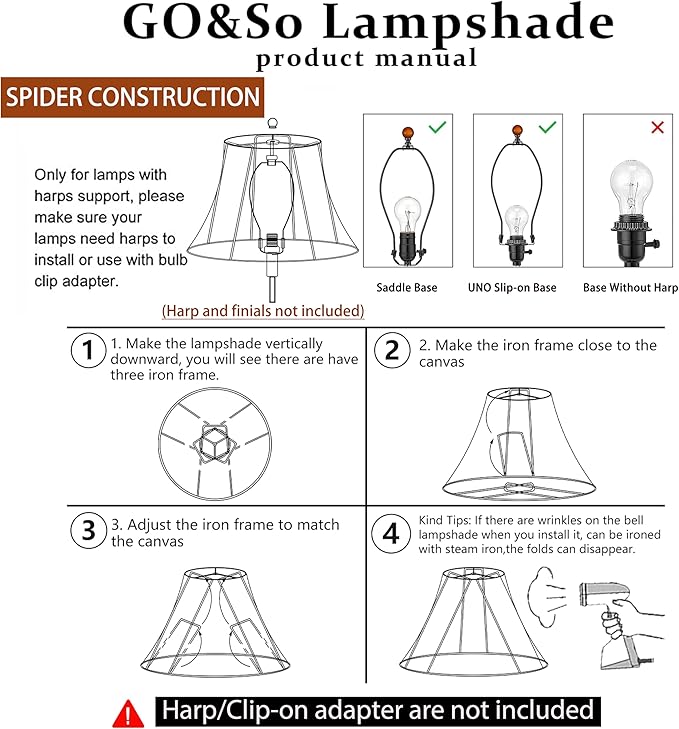 GO&SO Square Cut Corner Lampshade Spider, 8x14x11 Inch Medium Beige Cream Table Lamp Shade,Natural Fabric Easy Assembly (Single), Modern Lamp shade for Floor Lamps Replac Bedroom Lamp Decor