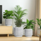 Ceramic Planter for Indoor Plants - 12 Inch Plant Pot Indoor with Drainage Hole, Large Ceramic Flower Pots Outdoor, Fluted Round Planter, Home Decor, Gardening Gifts, Black and White