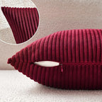 MIULEE Winter Pack of 2 Corduroy Soft Soild Decorative Square Christmas Throw Pillow Covers Cushion Cases Pillow Cases for Couch Sofa Bedroom Car 20 x 20 Inch 50 x 50 Cm Burgundy