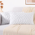 decorUhome Couch Throw Pillow Covers 12x20 Set of 2, Decorative Soft Plush Faux Wool Lumbar Neutral Accent Pillow Covers for Bed Sofa Living Room, Pure White