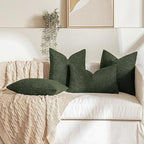 MIULEE Textured Boucle Throw Pillow Cover Christmas Dark Green Accent Solid Eruo Sham Pillow Case Decorative Soft Pack of 1 Couch Cushion Chair Sofa Bedroom Livingroom Home Decor,24x24 Inch