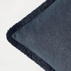 EMEMA Linen Fringe Throw Pillow Covers Set of 2 Boho Farmhouse Accent Decorative Pillowcase with Tassels for Couch Sofa Bed Living Room Home Decor 18x18 Inch,Indigo Blue
