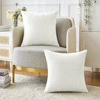 MIULEE Pack of 2 Christmas Couch Throw Pillow Covers 18x18 Inch Soft White Chenille Pillow Covers for Sofa Living Room Solid Dyed Pillow Cases