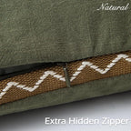 Olive Green Linen Cotton Throw Pillow Covers 12x20 Inch Set of 2, Modern Boho Aesthetic Accent Pillow Cases with Woven Flange for Couch Sofa Bed Room Earthy Tone Home Decor