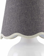 BoutiqueRugs Navarro Boho Ceramic Bedside Table Lamp for Bedroom Nightstand and Living Room - Shade Cotton - White, Gray - 13" H