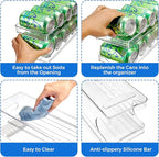 2 Pack Rolling Soda Can Organizer for Refrigerator Can Dispenser for Beer Soda Seltzer Pop Can Soda Organizer for Fridge 10 Standard Size 11.15oz, 12oz, 330ML, 355ML Cans Holder Storage