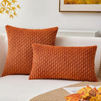 Kevin Textile 2 Packs Fall Boho Decorative Throw Pillow Covers 24x24 Inch for Living Room Couch Bed Sofa Rustic Modern Farmhouse Home Decor Soft Corduroy Square Cushion Case, Rust