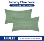 MIULEE Pack of 2 Pillow Covers Soft Soild Decorative Throw Pillow Covers Set Cushion Cases Pillowcases for Sofa Bedroom Car 12 x 20 Inch 30 x 50 Cm Sage Green