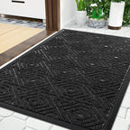 Yimobra Door Mat, Outdoor Indoor Entrance Welcome Mat, Heavy Entry Front Door Mat, Stain & Fade Resistant, Low Profile, Sturdy Rubber, Easy Clean Patio Floor Mat, Waterproof, 36 x 24, Black