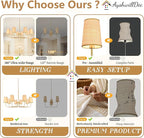 8-Light 39" Gold with Fabric Shades Chandelier Farmhouse Linear Island Lighting Fixture Large Adjustable Pendant Lighting Fixtures for Living Room Kitchen Island Dining Room