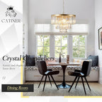 Modern Crystal Chandeliers,Gold 20” Round Chandeliers for Dining Room 3 Tiers 7 Lights Luxury K9 Crystal Ceiling Pendant Light Fixture for Foyer Bedroom Closet