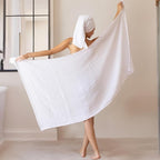 Ultra Soft Muslin Towel Adult Set, 100% Turkish Cotton 4-Layer 2 Pieces Luxury Muslin Hand & Bath Towels Sets for Bathroom (White, 1 Bath & 1 Hand Towel Set)