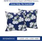 Decorative Throw Pillow Covers Set of 2 Blue Hydrangea Pillow Covers 16x16 inch Super Soft Short Plush Square Floral Throw Pillows,Farmhouse Outdoor Pillow Covers for Couch Living Room