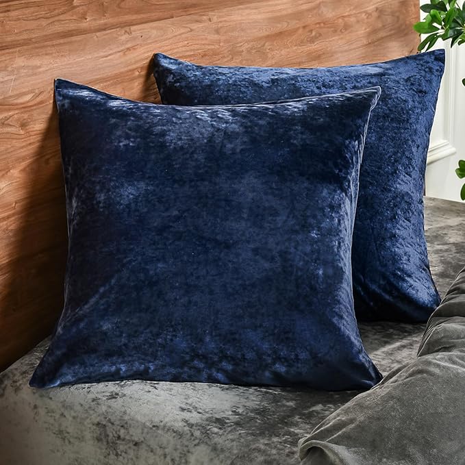 PHF Truly Velvet Euro Sham, 26"x 26",No Insert, 2 Pack Color Gradient Euro Throw Pillow Covers, Ultra Soft Cozy European Pillow Covers for Luxurious Home Decorative, No Shedding, No Pilling, Navy Blue