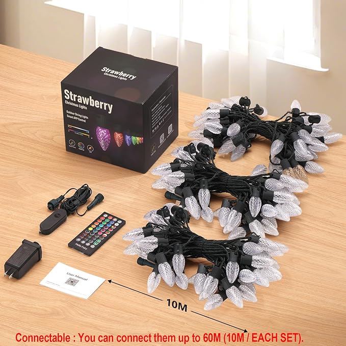Christmas Outdoor Lights C9 99FT 150 LEDs, Smart APP Remote Control RGB String Lights Plug in, DIY Chasing Xmas Lights, Color Changing with Timer & Music Sync for Holiday Xmas Tree Decoration