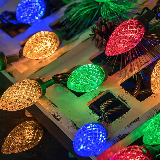 AWQ 200LED 146.9 FT C9 Christmas String Lights Plug in Fairy Twinkle String Lights 8 Modes Timer Function Waterproof Extendable for Indoor Outdoor Wedding Party Christmas Decoration (200, Multicolor)
