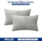 MIULEE Silver Grey Corduroy Pillow Covers Pack of 2 Boho Decorative Spliced Throw Pillow Covers Soft Solid Couch Pillowcases Cross Patchwork Textured Cushion Covers for Living Room Bed Sofa 12x20 inch