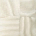 HAUSSY Beige Throw Pillow Covers 14x14 Inch Set of 2,Soft Solid Corduroy Striped/Wide Bordered,Square Decorative Cushion Case,Winter Home Decorations for Couch,Bed