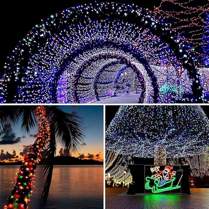 6 Pack Solar Chrismas Lights Outdoor, 285 FT Total 720 LED Solar String Lights for Outside with 8 Modes & Memory Function, Waterproof Twinkle Light for Xmas Tree Yard Party Decorations (Multicolor)