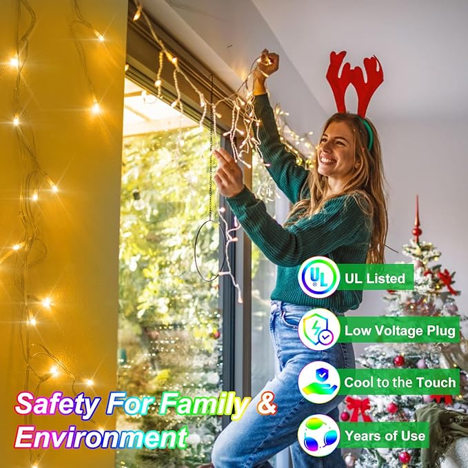 1620 LED 164FT 360 Drops Christmas Lights, Outdoor Hanging lights 8 Modes and Timer Memory, Outside Waterproof Curtain String Lights for House Tree Holiday Wedding Party Decorations (Warm White)
