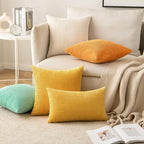 MIULEE Pack of 2 Pillow Covers Soft Soild Decorative Square Throw Pillow Covers Set Cushion Cases Pillowcases for Sofa Bedroom Car 18 x 18 Inch 45 x 45 Cm Mustard Yellow