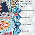 14 PCs Patio Cushion Covers for 7 PCs Outdoor Furniture Sectional Seating Sets Water Resistant Plus 2 Throw Pillows (Mandala, 23.6 * 23.6 * 3.5 in-14)