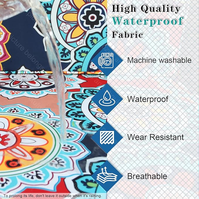 14 PCs Patio Cushion Covers for 7 PCs Outdoor Furniture Sectional Seating Sets Water Resistant Plus 2 Throw Pillows (Mandala, 23.6 * 23.6 * 3.5 in-14)