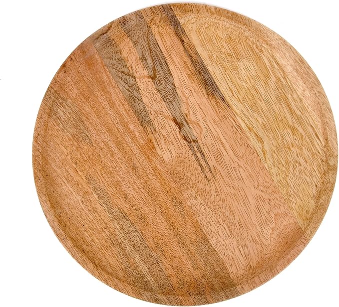 Alpha Living Home Round Wood Chargers Plates 11 Inch Natural Wood Charger Plates Set of 4 - Serving Plates for Dinner, Wedding, Tabletop Decor, Holiday, Party, Baby Shower, Event Decoration - Natural