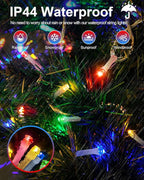 Total 250FT 760 LED String Lights Indoor Outdoor Clear Wire, 2 Packs 380 LED Christmas Lights for Bedroom, Timer & Memory, Plug in Fairy Lights for Tree Outside Xmas Holiday Decorations, Multicolor
